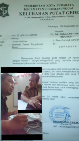 LSM Garad Indonesia Laporkan Lurah Putat Gede ke Inspektorat
